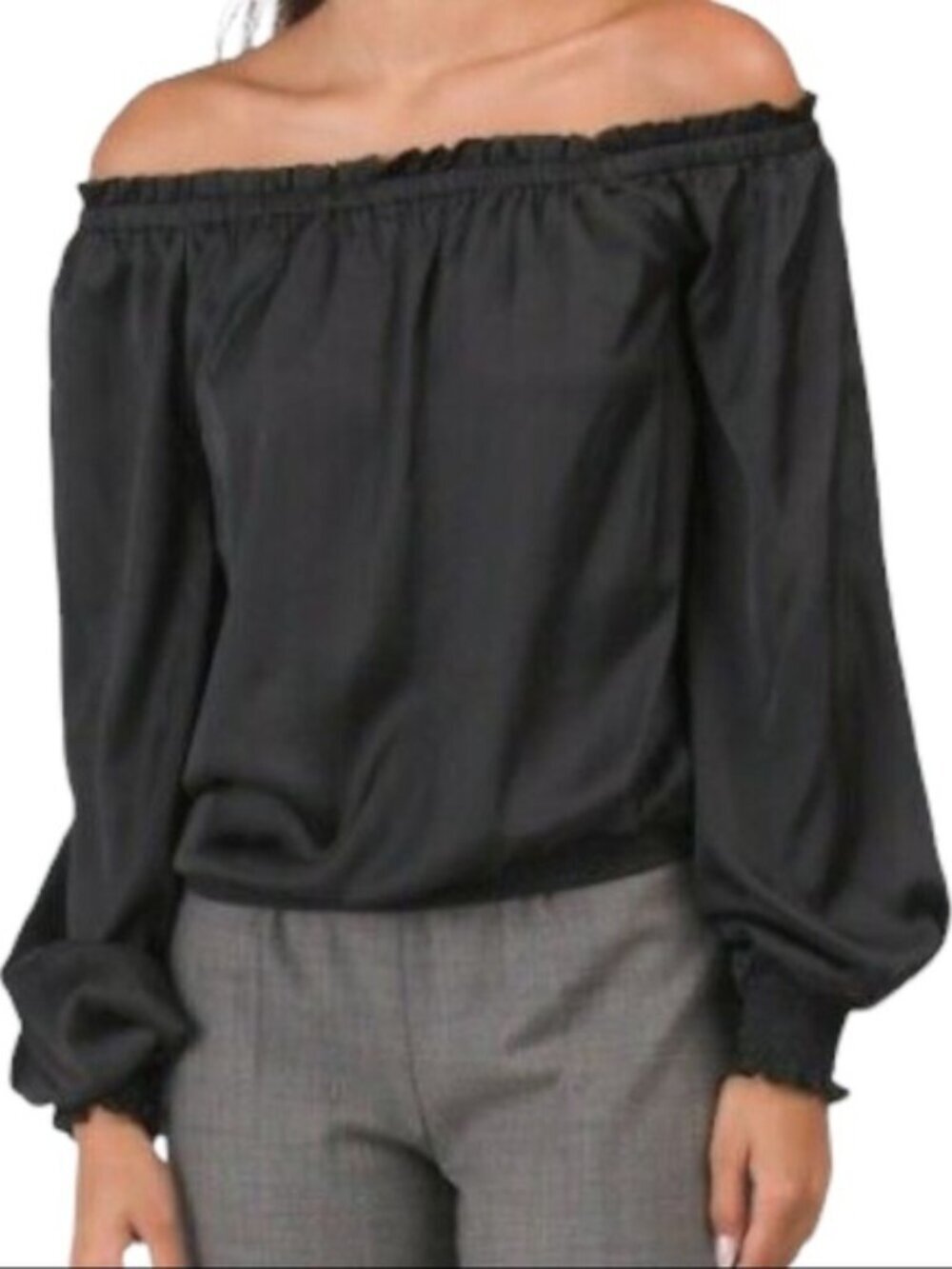 Ramy Brook Murphy Off the Shoulder Blouse Black Size Small